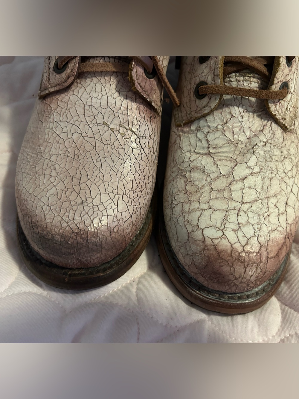 Freebird by Steven Crackle Leather Lace-Up Boots - Cream/Brown - Picture 2 of 5